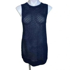Vince mesh knit sweater tunic tank dress top   capsule wardrobe minimalist